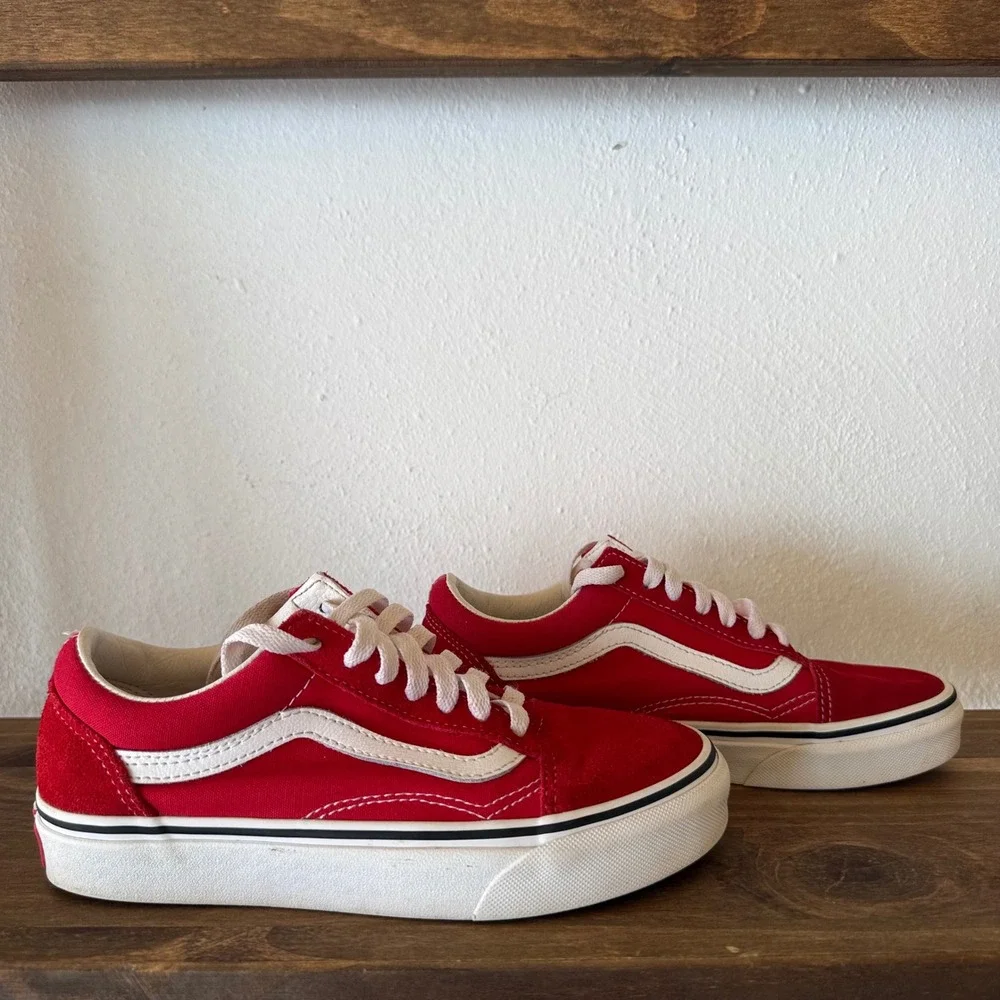 Vans Old Skool Red White Canvas Sneakers Men's 4 Women's 5.5